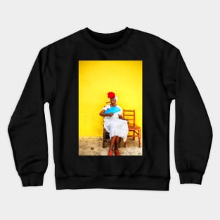 Cuban Woman Smoking Cigar Crewneck Sweatshirt